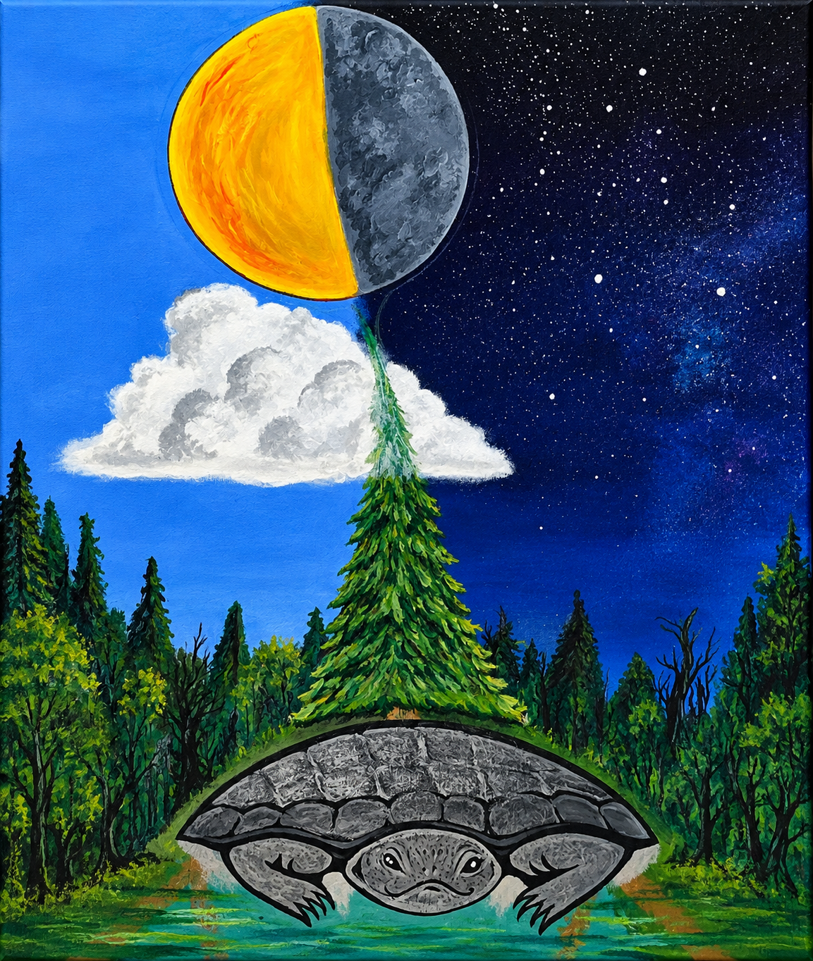 Turtle Island by T Buzwah. Acrylic on Canvas.